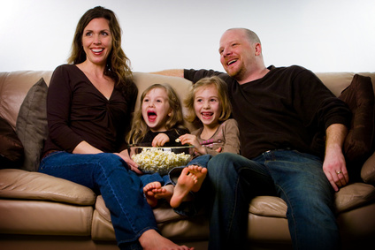 Happy Family watching TV