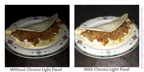 Yes, these are pictures of a Taco, but you can see the huge difference with and without the light. 