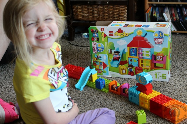 My Bug having a blast with the Duplo set from Mom 2.0